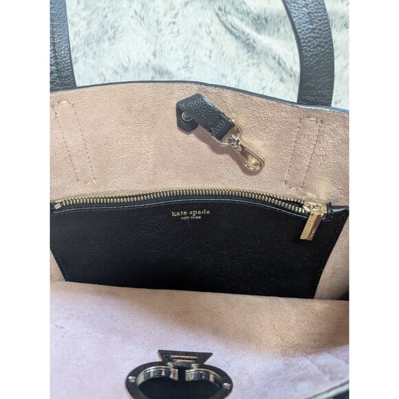 Kate Spade Black Purse Suzy North South Tote Medium Leather Crossbody - Picture 7 of 9